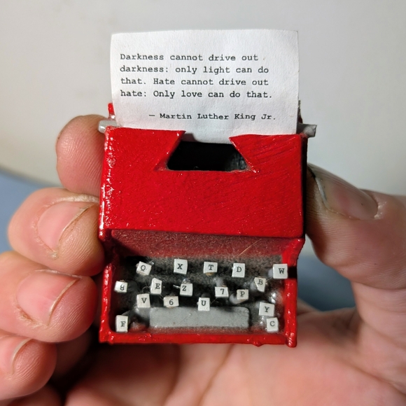 Tiny Typewriter Classic Red Martin Luther King Jr Quote Handmade Miniature Art - Picture 6 of 10